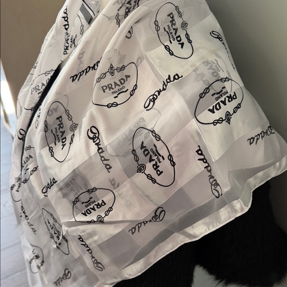 Prada Monochrome Logo Scarf - Picture 4 of 12